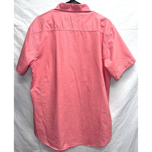 Pd&C Slim Fit Stretch Coral and Gray Short Sleeve ButtonUp Shirt XL Cotton Blend - Picture 2 of 6